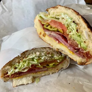 &quot;Feeling Hot, Hot, Hot&quot; - Spicy Coppa, Salami, Pepper Jack Cheese, Mustard, Mayonnaise, Pepperoncini, Lettuce, and Tomato