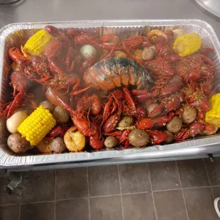 a tray of food