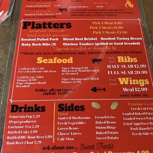 Menu (photo taken October 9th, 2021)