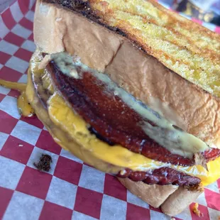 Smoked bologna sandwich with cheese