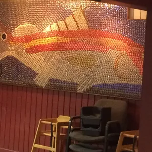 More beer bottle cap art inside