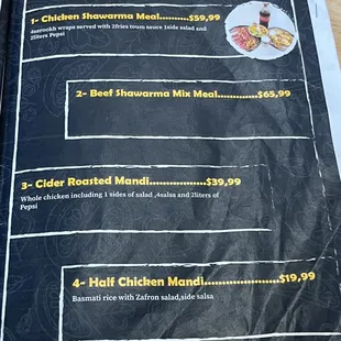 the special menu