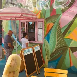 Kiwi mango sorbet popsicle