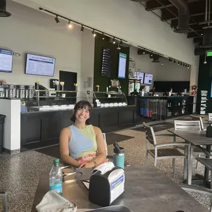 Indoor area: check in and ice cream parlor