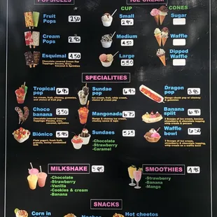 Popsy Munchy Menu