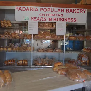 a display of baked goods