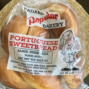 a bag of portuguese sweet bread