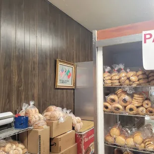 a variety of doughnuts on display