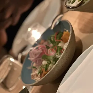 a bowl of food on a table