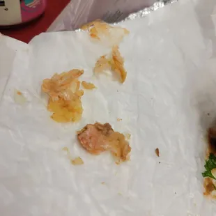 I ordered a shrimp burrito and they did not remove any skins before serving. I've been chewing and spitting this out. It's gross.