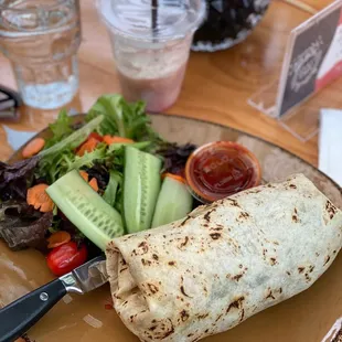 GIANT kale &amp; mushroom Burrito* &amp; Miami Vice