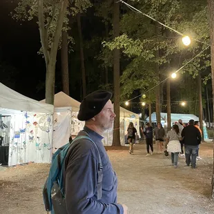 Artist and craft booths. Super neat at night with the twinkle lights