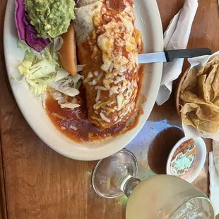 Carnitas Burrito and coconut margarita