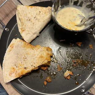 Pastor quesadilla and Queso