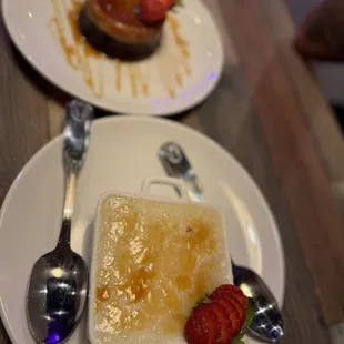 Arroz Con Leche Brûlée (Right) -- Chocoflan (Left)