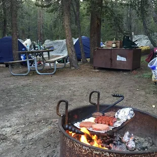 used our pit so we can take our time cooking our meats for dinner. bear locker highly used and picnic table