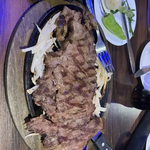 Steak with rice and beans