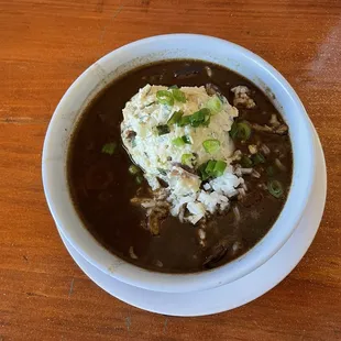 Ana Gumbo with potato salad