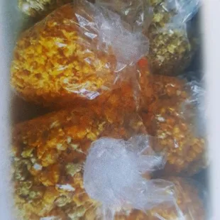 a close up of some food wrapped in plastic