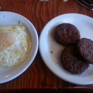 Vegan sausage and one egg for me ($5 total) - I already ate