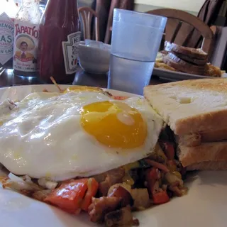 Eggs in a Tasty Nest (Veggie Available)