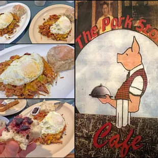 Pork Store Cafe, $14.95 Eggs in a Tasty Nest split for two to share.