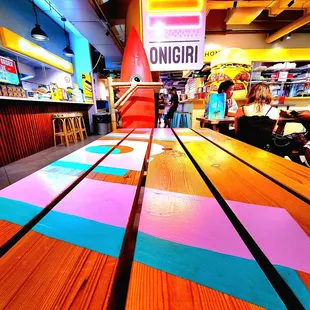 Painted picnic table