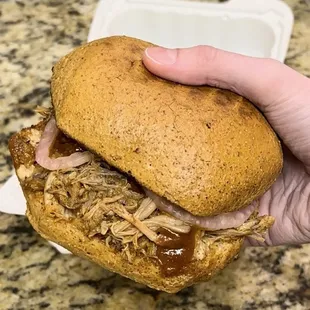 Pulled pork sandwich.