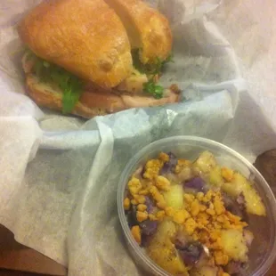 Porchetta sandwich and potato salad