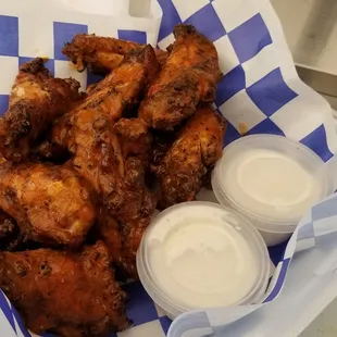 Our smoked chicken wings with choice of our homemade sauce.