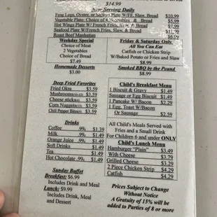 Menu back