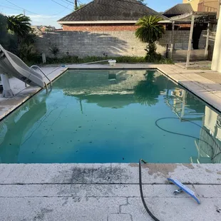 Green pool cleanup ( before ) .