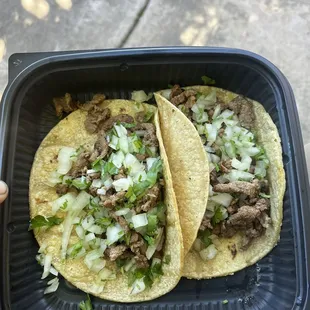 Regular Carne asada tacos.