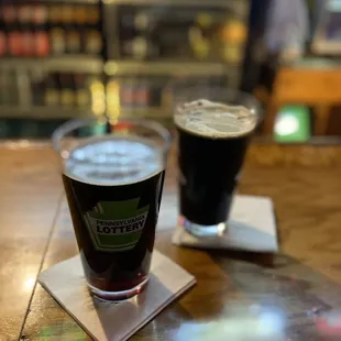 two glasses of beer