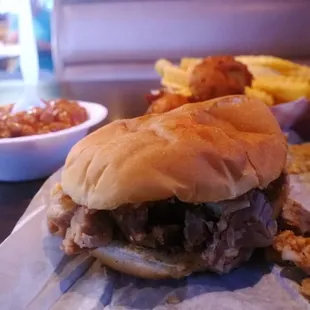 BBQ sandwich, red slaw!