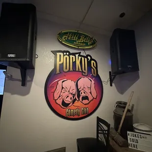 a sign for porky's