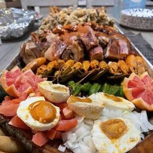 a platter of food