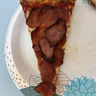 Pepperoni, Ham slice of Porkys pizza.