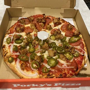 Half The Fear Pizza and Half Pepperoni and Sausage