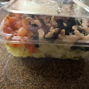 This joke of a "grilled chicken" salad. Absolutely insulting