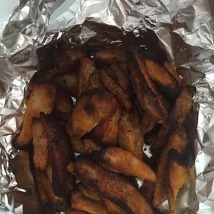 Potato wedges all burnt