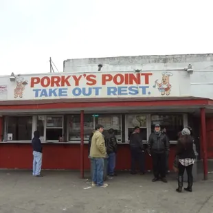 people standing outside