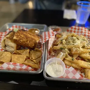 Burrito and garlic fries