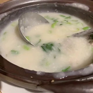 Salted Pork Bone Choy Sum Porridge
