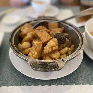 a bowl of food on a table