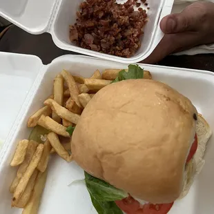 To go double meat bacon cheese burger (bacon on side)