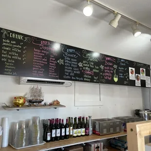 a menu on the wall