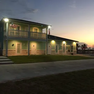 Main office and Community Room at sunset