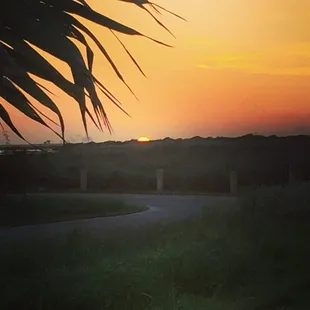 Sunset on Charlie&apos;s Pasture. This view is from the back of the resort before waking the trail!