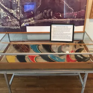 The evolution of surfboard fins, part of the Surfing Exhibit.